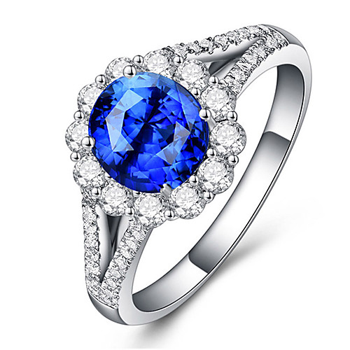 

Women's Ring Synthetic Sapphire 1pc Silver Platinum Plated Alloy Stylish Daily Jewelry Cute