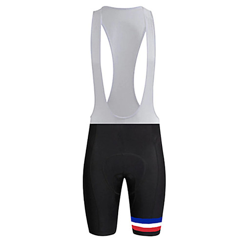 

21Grams Men's Cycling Bib Shorts Spandex Polyester Bike Bib Shorts Pants / Trousers Padded Shorts / Chamois Breathable Quick Dry Ultraviolet Resistant Sports France National Flag White / Black