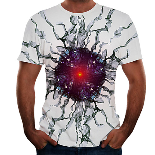 

Men's T shirt Galaxy Graphic 3D Plus Size Print Short Sleeve Daily Tops Basic White