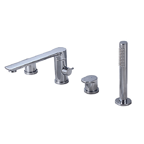 

Bathtub Faucet - Contemporary Chrome Roman Tub Brass Valve Bath Shower Mixer Taps