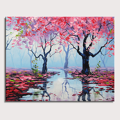 

Oil Painting Hand Painted Horizontal Floral / Botanical Abstract Landscape Modern Stretched Canvas