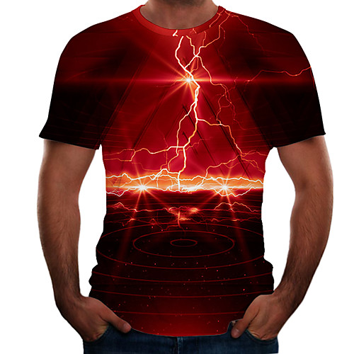 

Men's Plus Size 3D Graphic T-shirt Basic Daily Weekend Round Neck Red / Short Sleeve