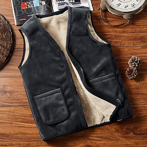 

Men's Hiking Fleece Vest Winter Outdoor Windproof Fleece Lining Warm Comfortable Vest / Gilet Jacket Top Fleece Single Slider Climbing Camping / Hiking / Caving Winter Sports Black / Grey