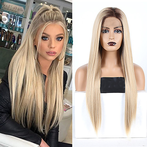 

Synthetic Lace Front Wig Straight Middle Part Lace Front Wig Blonde Ombre Long Ombre Blonde Synthetic Hair 18-26 inch Women's Cosplay Soft Party Blonde Ombre