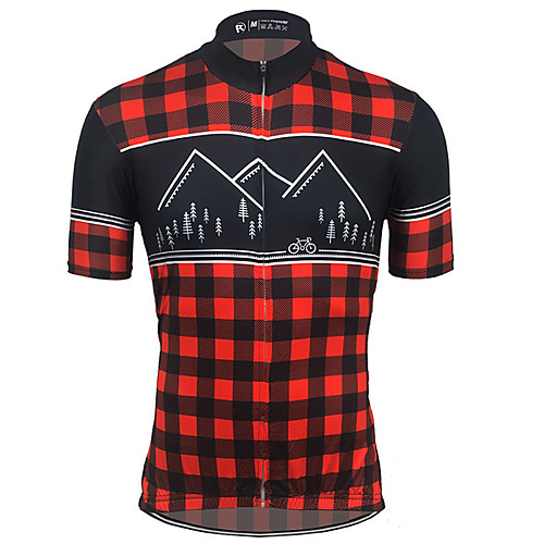 

21Grams Men's Short Sleeve Cycling Jersey Spandex Polyester Black / Red Bike Jersey Top Mountain Bike MTB Road Bike Cycling UV Resistant Breathable Quick Dry Sports Clothing Apparel / Stretchy