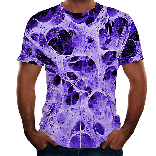 

Men's Plus Size 3D Graphic T-shirt Basic Daily Weekend Round Neck Purple / Short Sleeve