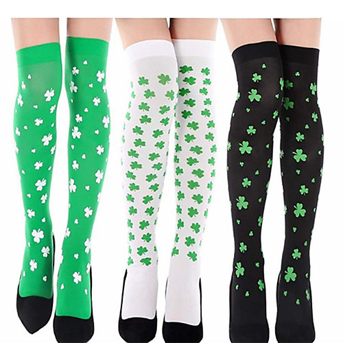 

Irish holiday socks st Patrick's day shamrock green party stockings ball dress stockings 2 pairs