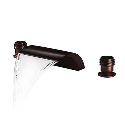 

Bathroom Sink Faucet - Waterfall Oil-rubbed Bronze Widespread Two Handles Three HolesBath Taps