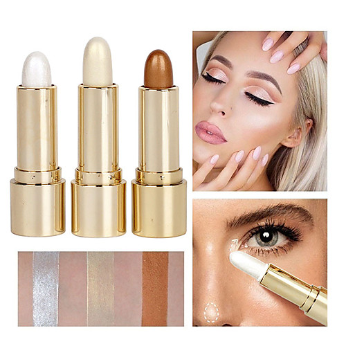 

3 Colors 1 pcs Shimmer Portable / Long Lasting / Brightening Highlighter / Bronzer China Professional / High Quality Waterproof / Women / Multi-functional Party / Casual / Wear to work Stick Makeup
