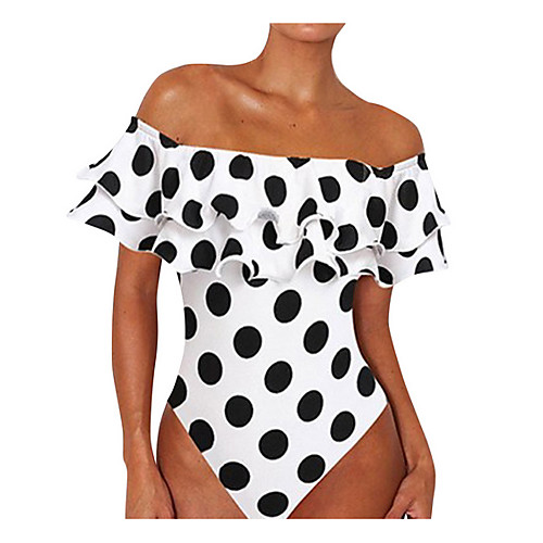

Women's Plus Size Tankini Swimwear Swimsuit - Polka Dot S M L White Black