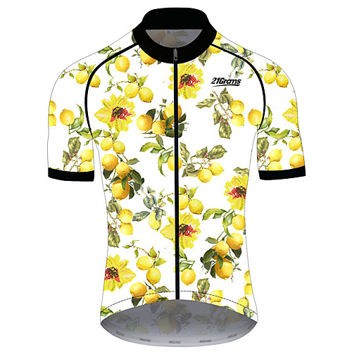 

21Grams Women's Short Sleeve Cycling Jersey Spandex Polyester Yellow Fruit Lemon Bike Jersey Top Mountain Bike MTB Road Bike Cycling UV Resistant Breathable Quick Dry Sports Clothing Apparel