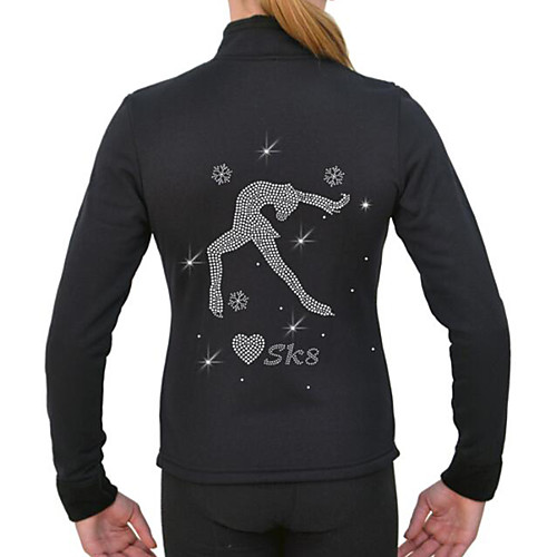 

Figure Skating Top Women's Girls' Ice Skating Jacket Top Black Spandex High Elasticity Training Competition Skating Wear Crystal / Rhinestone Long Sleeve Ice Skating Figure Skating / Kids