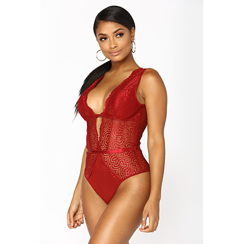 

Women's Mesh Suits Nightwear Solid Colored Black Red S M L