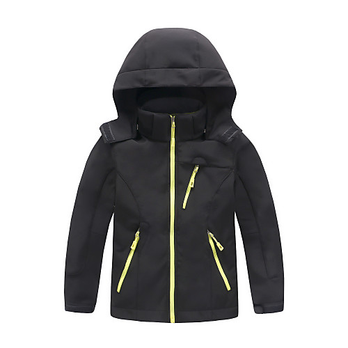 

Boys' Girls' Hiking Softshell Jacket Hiking Jacket Winter Outdoor Solid Color Windproof Breathable Warm Comfortable Jacket Winter Fleece Jacket Top Fleece Camping / Hiking Fishing Climbing Black Red