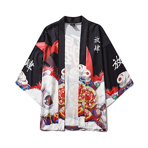 

Men's Animal Print Shirt Kimonos Daily Black / Spring / Summer