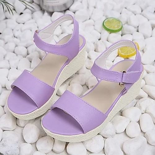 

Women's Sandals Wedge Sandals Spring & Summer Wedge Heel Peep Toe Daily PU Purple / Pink / Blue