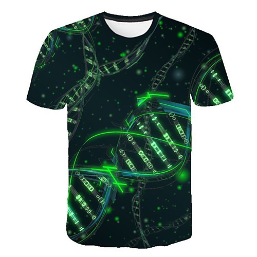 

Men's 3D Print T-shirt Daily Round Neck Green / Short Sleeve