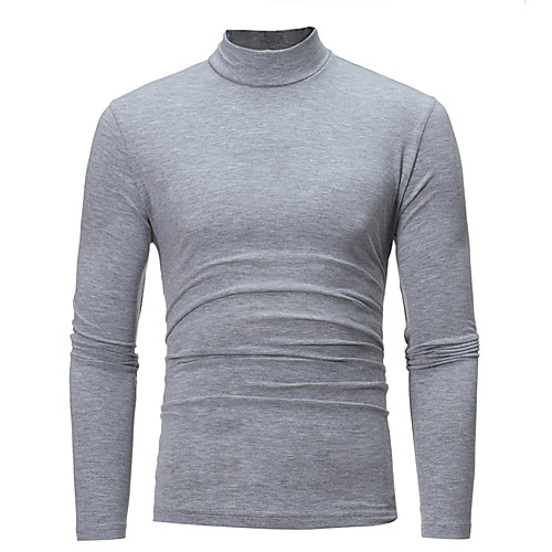 

Men's T shirt Solid Colored Long Sleeve Daily Tops Cotton Basic White Black Blue