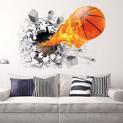 

3D Soccer Sports Boys Bedroom Art Vinyl Wall Sticker Personalized Basketball For Kids Rooms Nursery Decor 5070cm