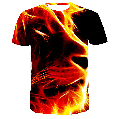 

Men's T shirt Graphic Geometric Plus Size Print Short Sleeve Daily Tops Basic Streetwear Red
