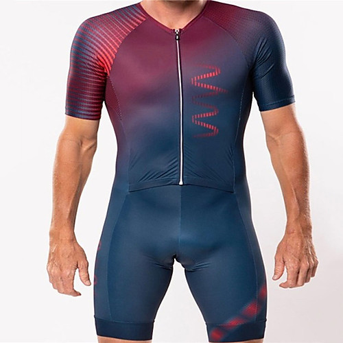 

21Grams Men's Short Sleeve Triathlon Tri Suit Spandex RedBlue Gradient Bike UV Resistant Quick Dry Breathable Sports Gradient Mountain Bike MTB Road Bike Cycling Clothing Apparel / Stretchy