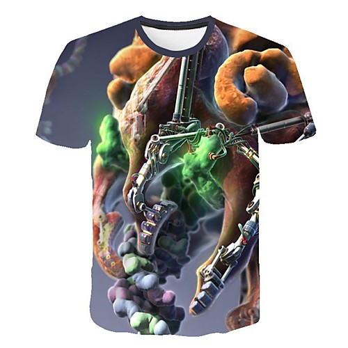 

Men's 3D Print T-shirt Daily Round Neck Rainbow / Short Sleeve