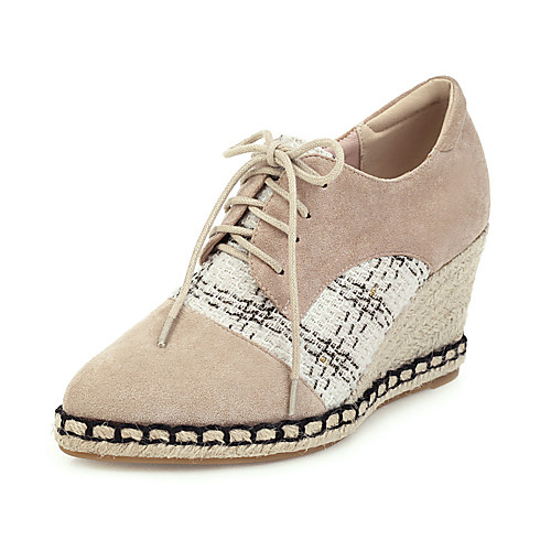 

Women's Sneakers Wedge Heel Pointed Toe Microfiber Vintage / Minimalism Spring & Fall Black / Beige / Party & Evening / Color Block