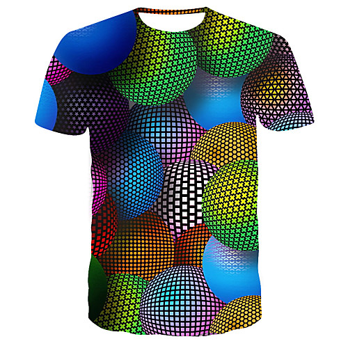 

Men's Plus Size Geometric Print T-shirt Basic Street chic Daily Going out Round Neck Green / Short Sleeve