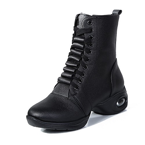 

Women's Dance Boots PU Heel Flat Heel Dance Shoes Black