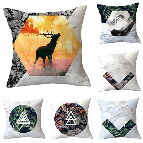 

Set of 6 Throw Pillow Simple Classic 4545 cm Car Waist Pillow Sofa cushion cover flannelette printing creative Home Office cushion