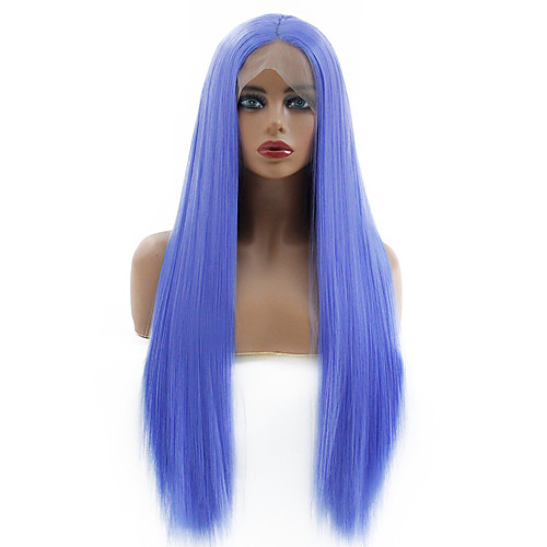 

Synthetic Lace Front Wig Straight Gaga Middle Part Lace Front Wig Long Sky Blue Synthetic Hair 22-26 inch Women's Heat Resistant Women Hot Sale Blue / Glueless