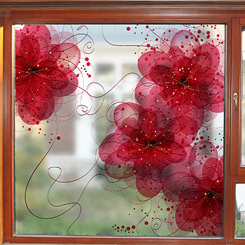 

Dream Flower Pattern Matte Window Film Cling Vinyl Thermal-Insulation Privacy Protection Home Decor For Window Cabinet Door Sticker / Window Sticker 5860cm