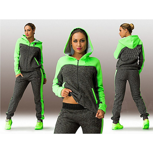 

Women's Tracksuit Sweatsuit Street Athleisure Long Sleeve Winter Breathable Quick Dry Fitness Gym Workout Running Jogging Sportswear Plus Size Outfit Set Clothing Suit Pink Green Activewear / Casual