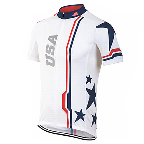 

21Grams Men's Short Sleeve Cycling Jersey Spandex Blue / White American / USA National Flag Bike UV Resistant Quick Dry Breathable Sports American / USA Mountain Bike MTB Road Bike Cycling Clothing