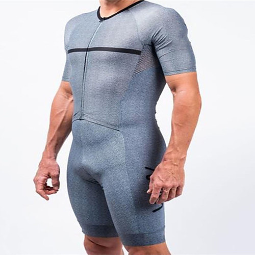 

21Grams Men's Short Sleeve Triathlon Tri Suit Blue / White Bike Clothing Suit UV Resistant Breathable Quick Dry Sweat-wicking Sports Solid Color Mountain Bike MTB Road Bike Cycling Clothing Apparel