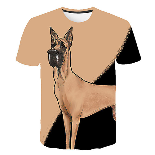

Men's T shirt Graphic Geometric Plus Size Print Short Sleeve Daily Tops Basic Streetwear Light Brown