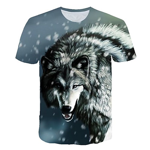 

Men's 3D Print T-shirt Daily Round Neck Navy Blue / Short Sleeve