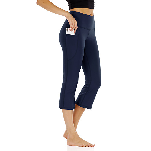 

Women's High Waist Yoga Pants Pocket Solid Color Dark Grey Burgundy Black Dark Blue Running Fitness Gym Workout Tights Leggings Sport Activewear Breathable Quick Dry Soft High Elasticity