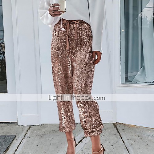 

Women's Street chic Chinos Pants - Solid Colored Black Wine Gold S M L