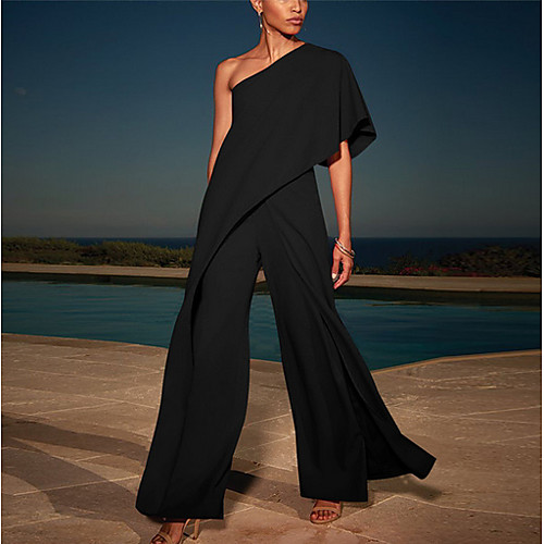 

Women's Maxi Sheath Dress - Long Sleeve Solid Colored One Shoulder Elegant Slim White Black Blushing Pink Navy Blue S M L XL