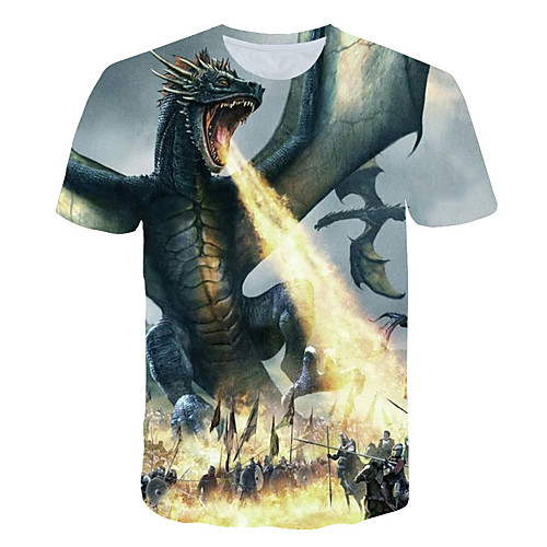 

Men's T shirt Graphic 3D Short Sleeve Daily Tops Navy Blue