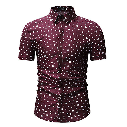 

Men's Shirt Color Block Short Sleeve Daily Tops Basic White Red