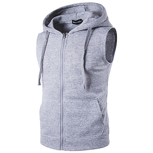 

Men's Color Block Slim Hoodies & Sweatshirts Basic Daily Hooded Black / Khaki / Light gray / Dark Gray / Sleeveless