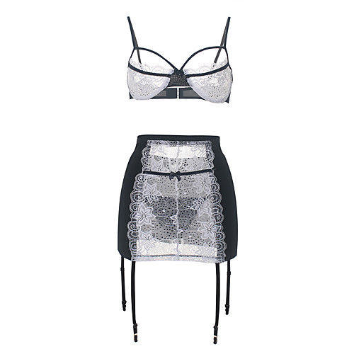 

Women's Lace / Backless / Mesh Suits Nightwear Color Block Black One-Size