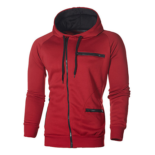

Men's Hoodie Zip Up Hoodie Color Block Hooded Daily Weekend Basic Casual Hoodies Sweatshirts Slim White Black Wine