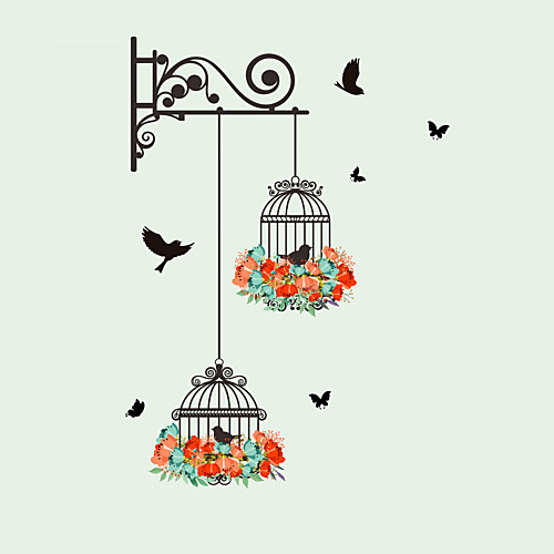 

New Birdcage Flower Flying for Living Room Nursery Room Wall Stickers Vinyl Wall Decals Wall Sticker for Kids Room Home Decor 5676cm