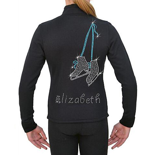 

Figure Skating Top Women's Girls' Ice Skating Jacket Top Black Spandex High Elasticity Training Competition Skating Wear Crystal / Rhinestone Long Sleeve Ice Skating Figure Skating / Kids