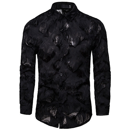 

Men's Shirt Solid Colored Long Sleeve Daily Tops White Black