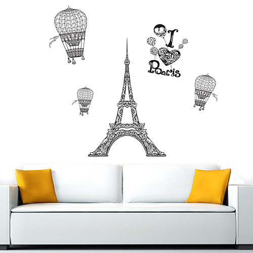 

Eiffel Tower Hot Air Balloon Style Removable Wall Stickers Decals Home Decoration for Liveing Room Bedroom 7070cm