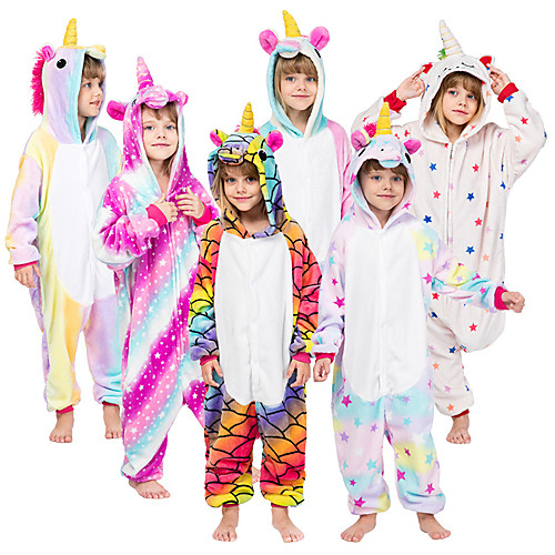 

Kid's Kigurumi Pajamas Unicorn Flying Horse Onesie Pajamas Flannelette Purple / Yellow / Pink Cosplay For Boys and Girls Animal Sleepwear Cartoon Festival / Holiday Costumes